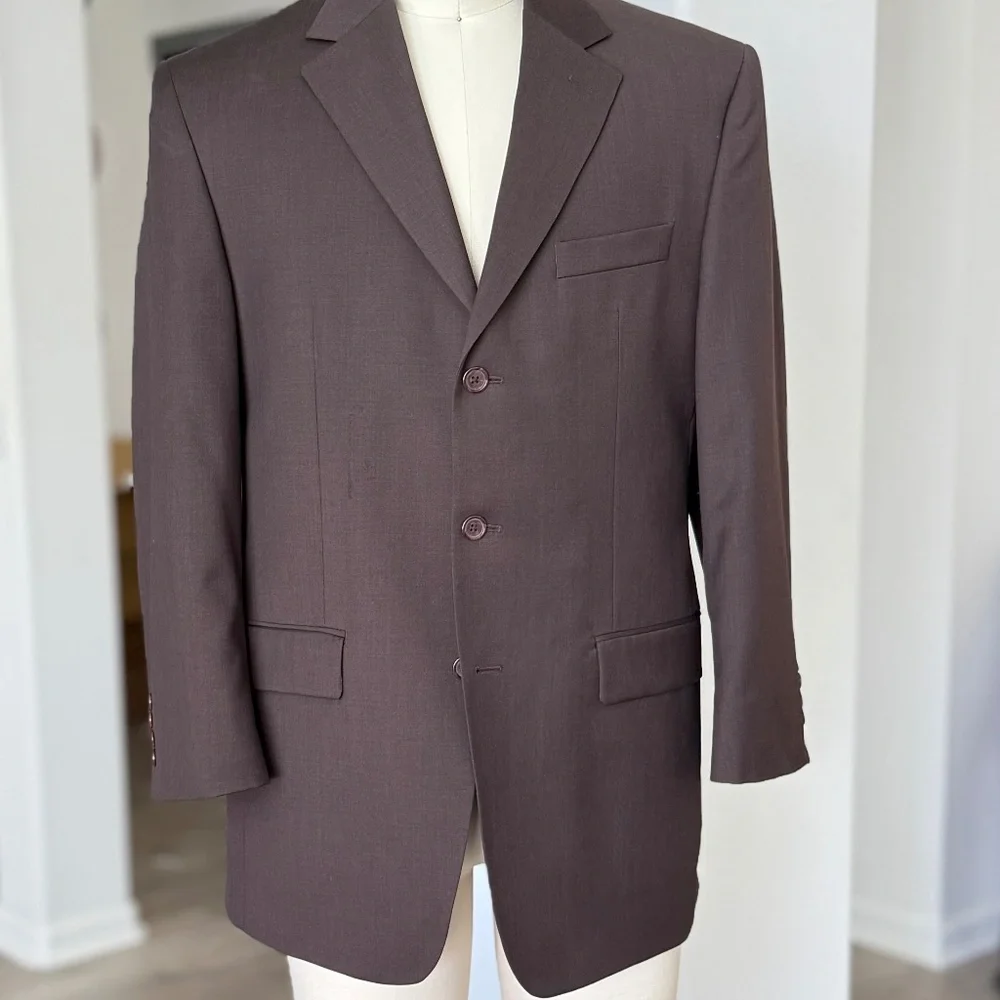 MICHAEL KORS Mens‎ Blazer 39R brown WOOL Sport Coat 3 Button Jacket